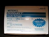 Insulin Syringes, 3/10 cc, 29 gauge, box 100 Kendall Monoject