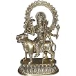 Brass Sculpture of Goddess Durga Sitting on Lion