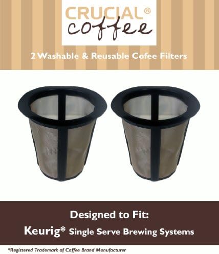 2-pack Reusable Washable Keurig Coffee Filter Baskets Fit Keurig Single Brewing Systems; Compare to Keurig My K-Cup Reusable Coffee Filter, Designed &amp; Engineered by Crucial Coffee