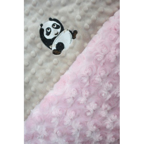 Lil' Cub Hub Mocha Dot/Baby Pink Rosebud Swirl Blanket with Panda image