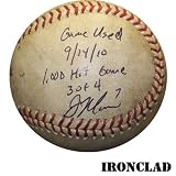 Joe Mauer Autographed Game Used 9/14/10 1000th Hit (LE #3 of 4) w/ Game Used 9/14/10 1000th Hit 2 of 4 Insc.