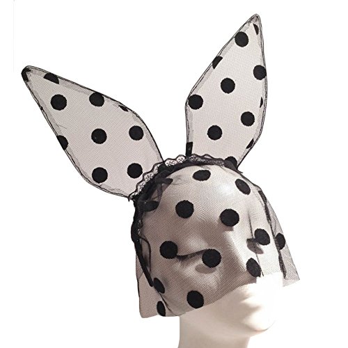 Goege Sexy Dot Rabbit Bunny TUTU Ears Lace Gauze Veil Hair Mask
