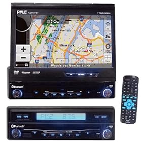 Pyle - 7inch Motorized TFT Touch Screen DVD/CD Player-AM-FM-USB Receiver w-Bluetooth Built-in GPS USA Canada & Mexico Maps