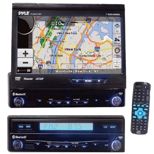 PYLE PLDNV71BT 7-Inch Motorized TFT Touch Screen DVD CD Player AM FM USB Receiver withBluetooth Built-in GPS USA Canada and Mexico Maps