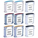 Hewlett Packard (HP) Set of 9 Compatible Ink HP Cartridges: 3 Black C4844A (HP 10), 2 each of Cyan C4836A (HP 11 C), Magenta C4837A (HP 11 M), Yellow C4838A (HP 11 Y) by LD Products