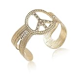 Gold Peace Symbol Cuff Bracelet Fashion Jewelry