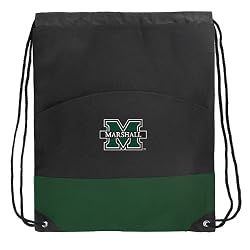 Marshall University Drawstring Bag Backpack Green Marshall Herd Draw String Back Pack - For Boys Girls Students or Adults