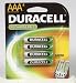 Duracell Rechargeable AAA NiMH Batteries, MIGNON HR03 DC2400 (4 Batteries)