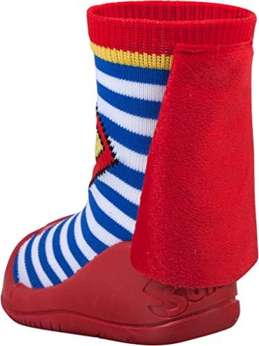 Striped Superman Non-Slip Grip Sock with Cape Red with Blue and White Stripes (5)