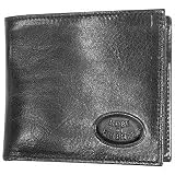 Robe di Firenze Compact Black Leather Billfold Wallet