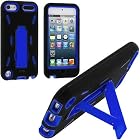 Black / Blue Hybrid Rugged Hard Silicone Case Cover w/ Stand for Apple iPod Touch 5th Generation 5G 5
