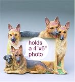 German Shepherd Dog Hand Painted Figurine Picture Frame 4x6 Photo