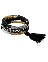 Steve Madden Mixed Metal and Tassel Stretch Bracelet Set, 7.5"