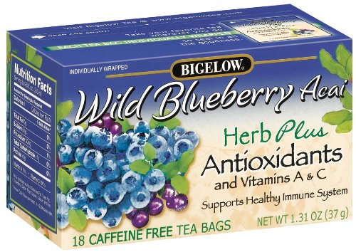 Bigelow Tea, Herb Plus Wild Blueberry Acai, 18-Count Tea Bags (Pack of 6)