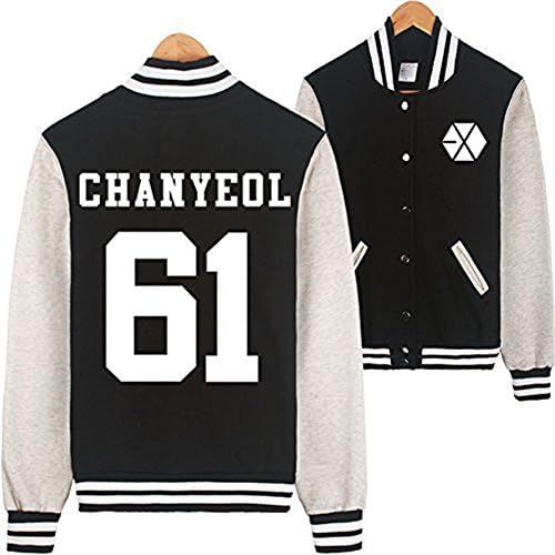 Treesate Grace Karin Kpop EXO EXO-M EXO-K Varsity Baseball Jacket Black