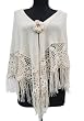 Handmade Lightweight Organic Cotton Shawl - Flamenco Style in Natural Oatmeal (Hand-crocheted Border)