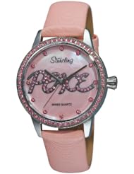 Stuhrling Original Womens 519P.1115A9 Vogue Audrey Peace Swiss Quartz Mother-Of-Pearl Dial Swarovski Crystal Pink Watch