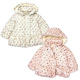 (アイボリー/90cm)ベビー服 女の子 アウター フルジップ ジャケット UZULAND 中綿 小花柄 撥水加工 着脱式フード ボア使い リボン フリル 女児 ベビー