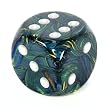 Chessex Festive 50mm d6 Dice with pips, Green with Silver