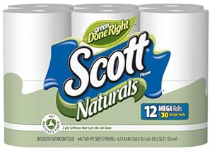 Scott Naturals Bath Tissues, White, 12 440-Count Rolls (Pack of 4)