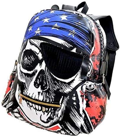 Dillian Skull Print Punk Style Nylon Backpack Daypack (Purple)