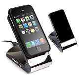 Non-Slip Cell Phone Stand (Black) with Card Reader - Great for iPods, iPhones, Cellphones and MP3 Players