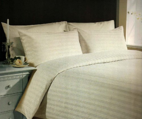 Double Super Soft Luxury Sateen Stripe Duvet set in Cream