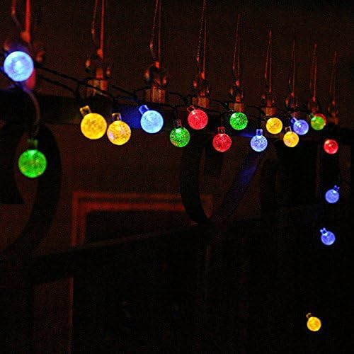 Okcolorfal Solar Powered String Lights Outdoor Garden Lights 19.7ft Long 30 Globe Fairy LED Light for Home Garden Patio Lawn Path Decoration(Multi-colored)