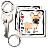 Janna Salak Designs Dogs - I Love My French Bulldog Black Masked Fawn Cream - Key Chains