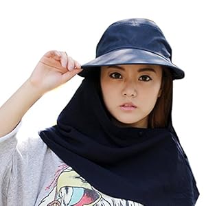 Eforcase Outdoor Anti-mosquito Cap Fishing Hat Peak Cap Hunting Cap Foldaway Hat with Mask for Male and Female Sun Hat (Navy Blue)