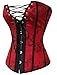 Camellias Brocade Pattern Lace Through Top Floral Overbust Corset Bustier