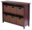 3-Tier Storage Shelf with 6 Baskets - Walnut