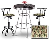 IMAGE OF Chrome Bar Table & 2 Black Adjustable 24