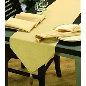 "Le Table" Faux Silk Table Linen - 50" x 90" (127cm x 229cm) Tablecloth in Gold