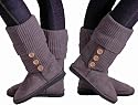 EyeCatchShoes - Womens Faux Suede Cardy Cuff Knitted Boot