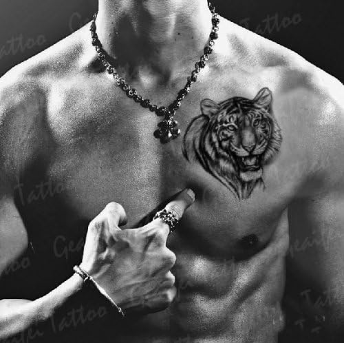 GC 5 Inch Back Forearm Chest Like True Tiger Pattern Temporary Tattoo Sticker GF23