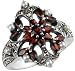 Garnet Fire Burst Silver Natural Seed Pearl Ring - Dahlia Vintage Collection