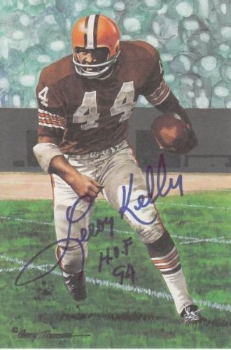 Leroy Kelly Autographed/Hand Signed Goal Line Art Card with HOF 94 Inscription