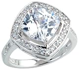Sterling Silver Fancy Square Cut Cubic Zirconia Ring by Crislu, Size 6