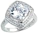 Sterling Silver Fancy Square Cut Cubic Zirconia Ring by Crislu