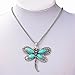Tibet Silver Genuine Turquoise Dragonfly Oval Beads Bib Chain Pendant Necklace