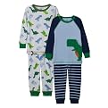 Toddler Boys' Just One Year 4pc Dino Cotton PJ Set - White/Light Blue