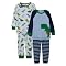 Toddler Boys' Just One Year 4pc Dino Cotton PJ Set - White/Light Blue