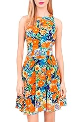 Polyester Floral Print Vintage Mini Dress 