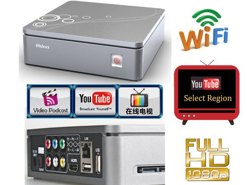 Weboxx 1080p HD Network Media Player Realtek 1185 w/ Built in Wifi