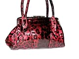 Sally's Red Leopard Print Twin Jeweled Frame Top Tote Bag -- SwankySwans