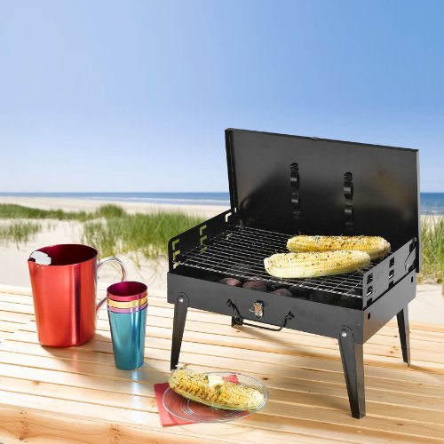 Brylane Home Portable Grill With Carry Bag (BLACK,0)