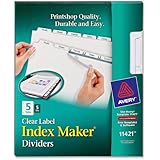 Avery Index Maker White Dividers, 5-Tab, 8.5 x 11 Inches, Clear, 5 Sets (11421)