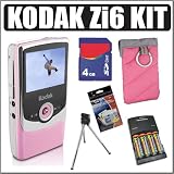Kodak Zi6 Pocket HD Camcorder (Pink) + 4GB Accessory Kit