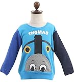 【きかんしゃトーマス】起毛裏地 長袖トレーナー 【88703 】 90cm サックス